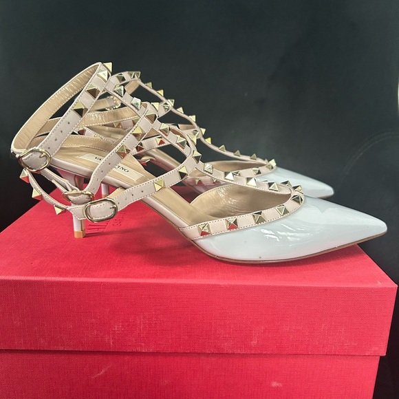Valentino Rockstud Caged Pumps Pale Blue/Gray used in a size 42 65mm - Picture 11 of 15